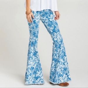 Show Me Your MuMu Blue Floral Bell Bottom Jeans